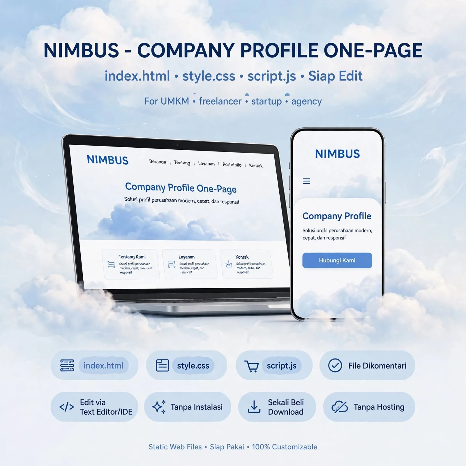 [WM-CP101] Nimbus — One-Page Company Profile HTML Kit