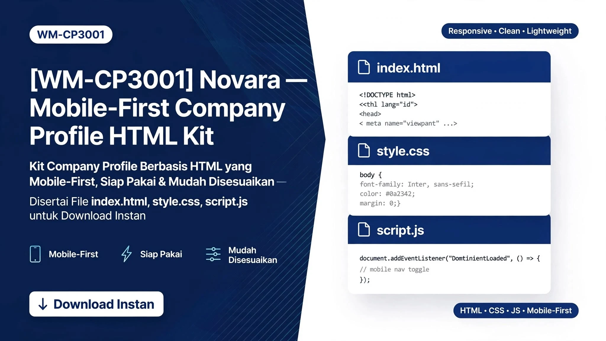 [WM-CP3001] Novara — Mobile-First Company Profile HTML Kit