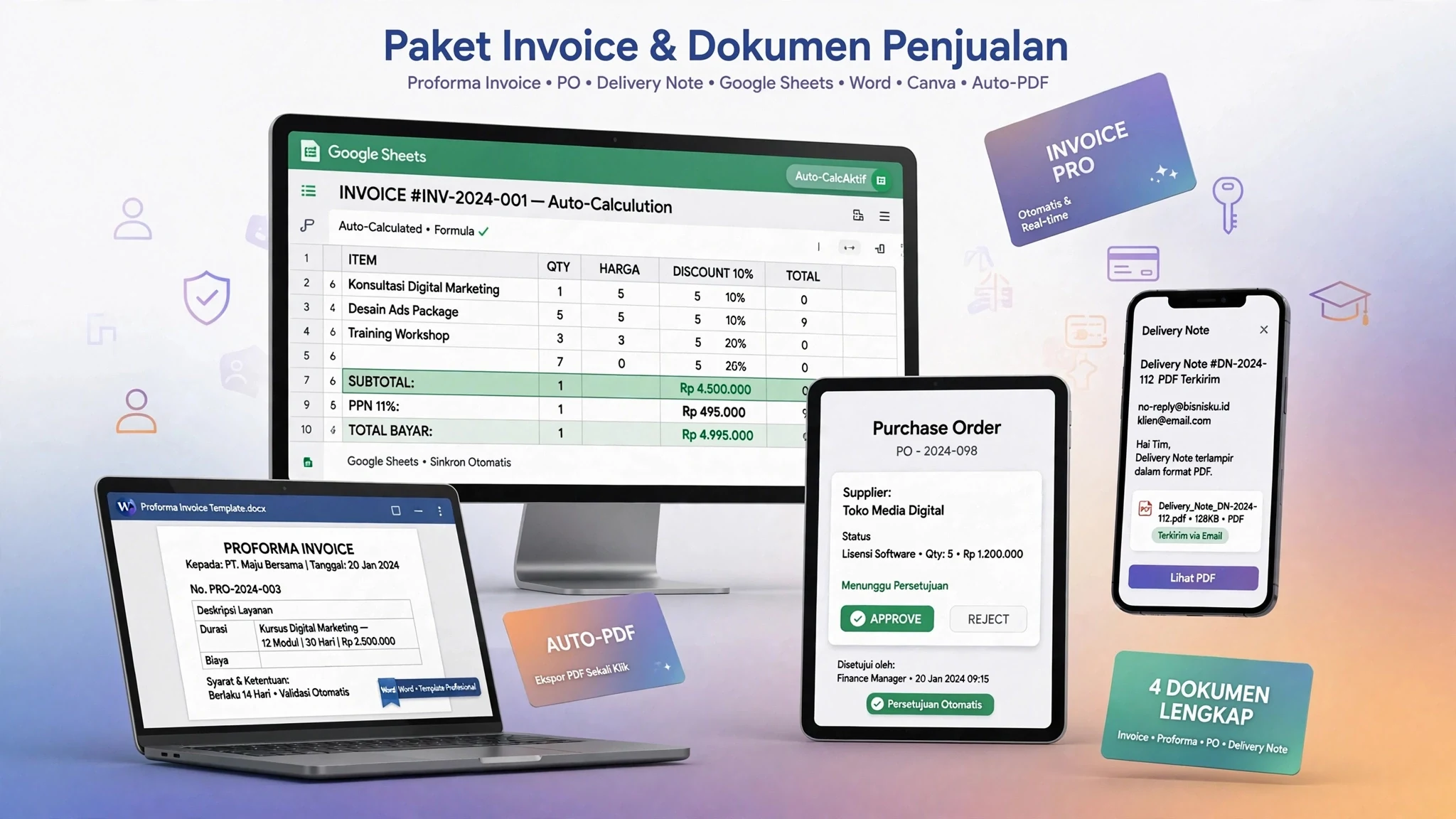 Paket Invoice & Dokumen Penjualan (Proforma / Invoice / PO / Delivery Note)