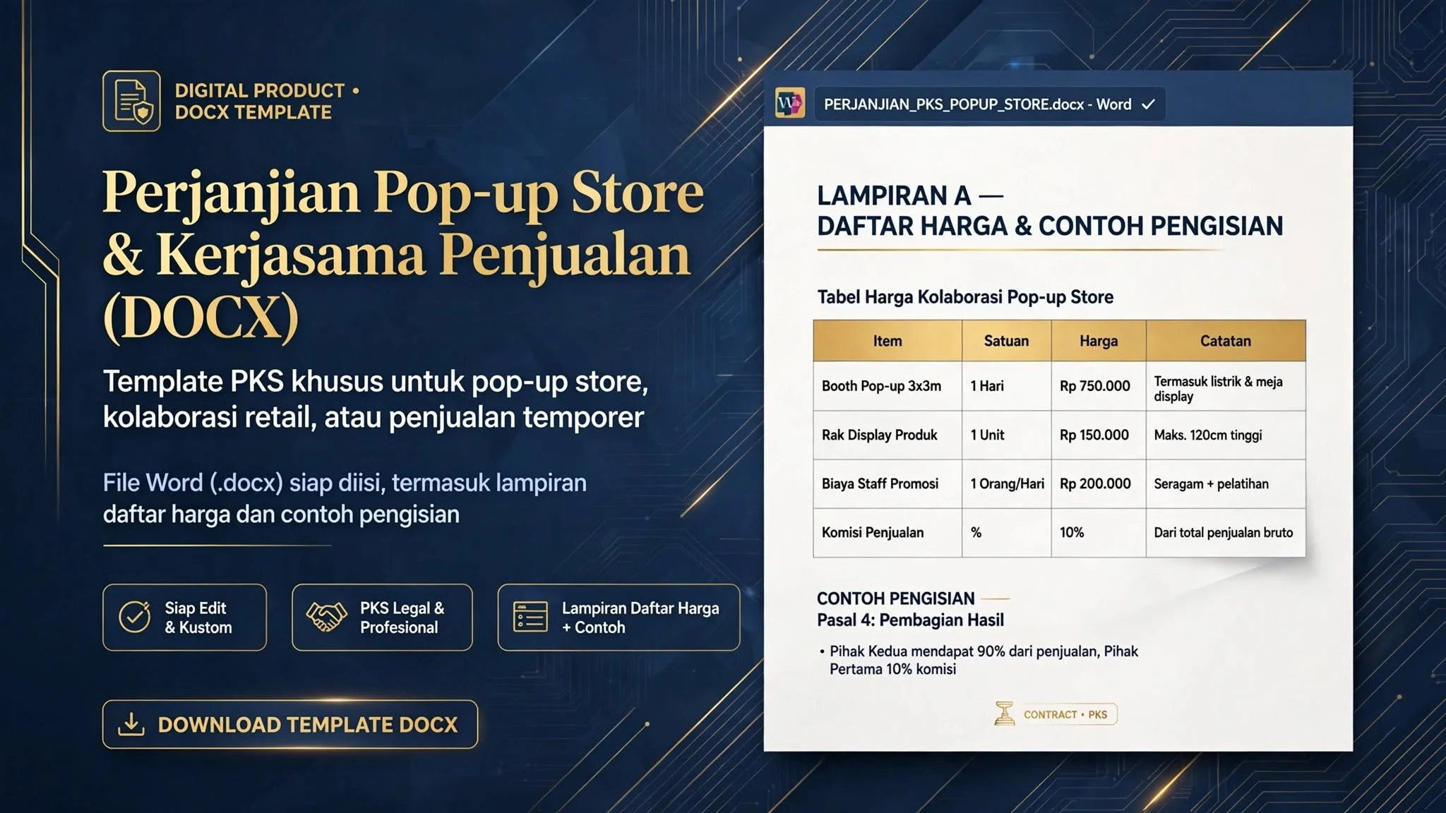 Perjanjian Pop-up Store & Kerjasama Penjualan (DOCX)