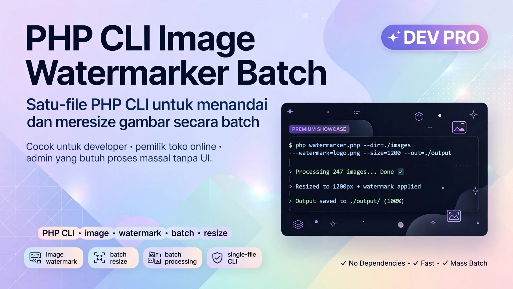 PHP CLI Image Watermarker (Batch)