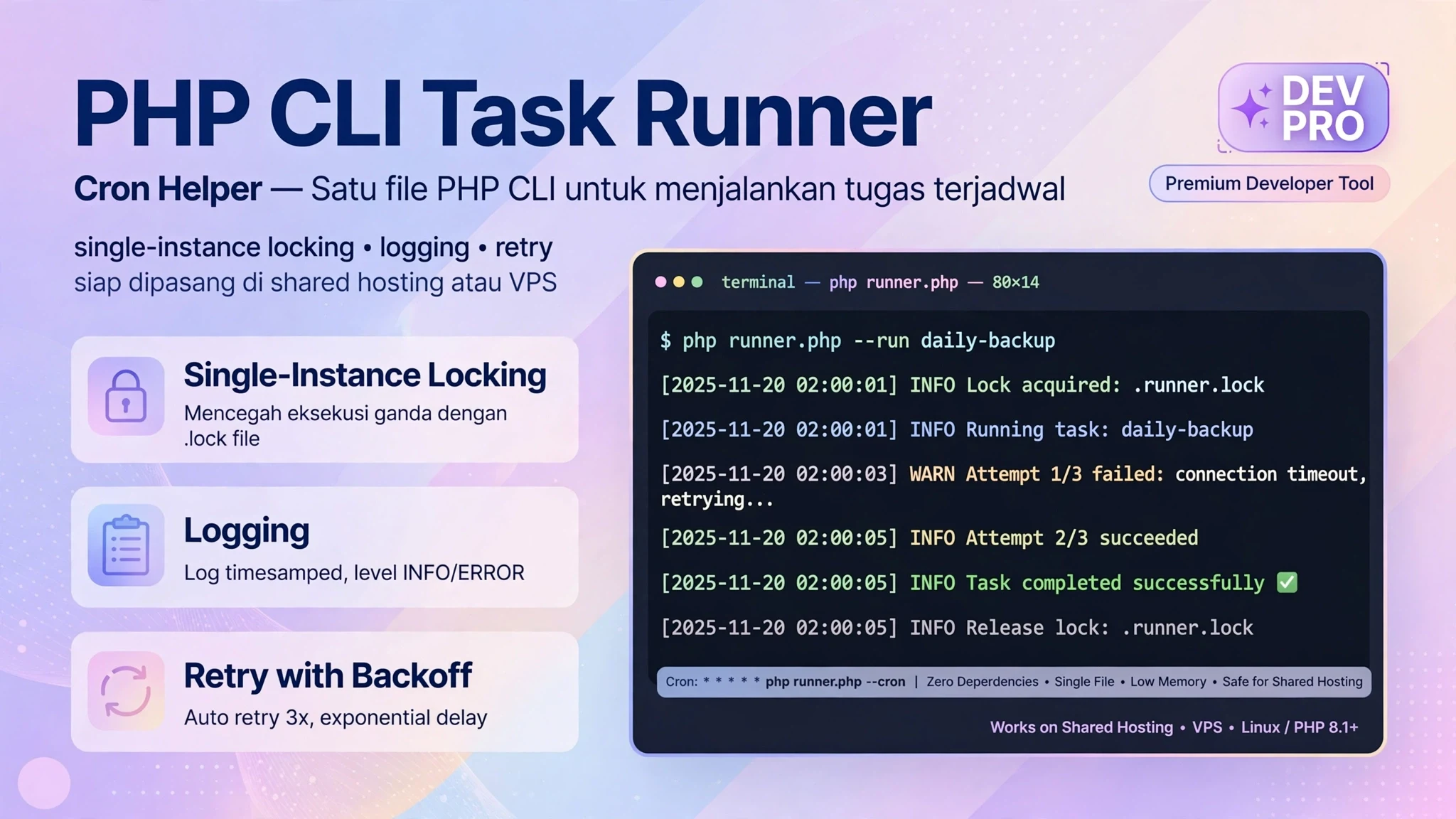 PHP CLI Task Runner (Cron Helper)