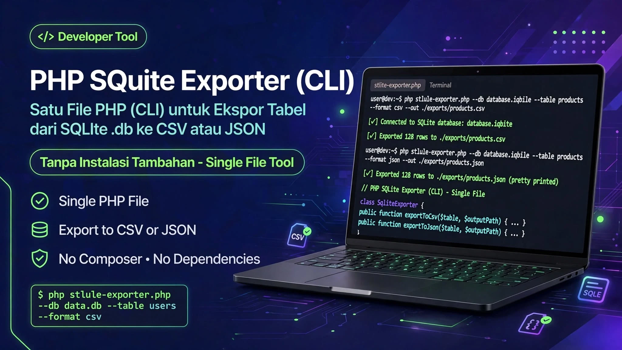 PHP SQLite Exporter (CLI)