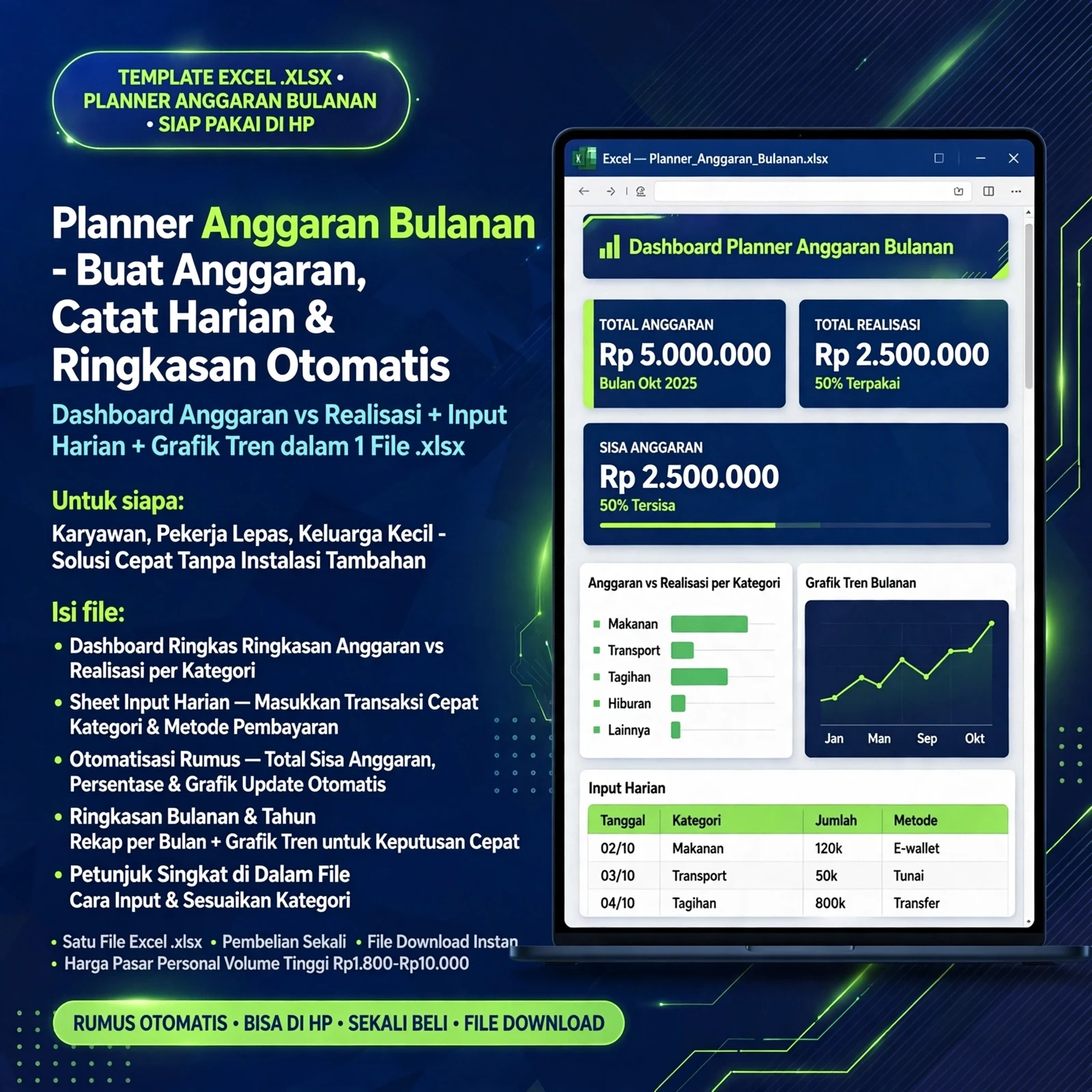 Planner Anggaran Bulanan (Excel .xlsx)