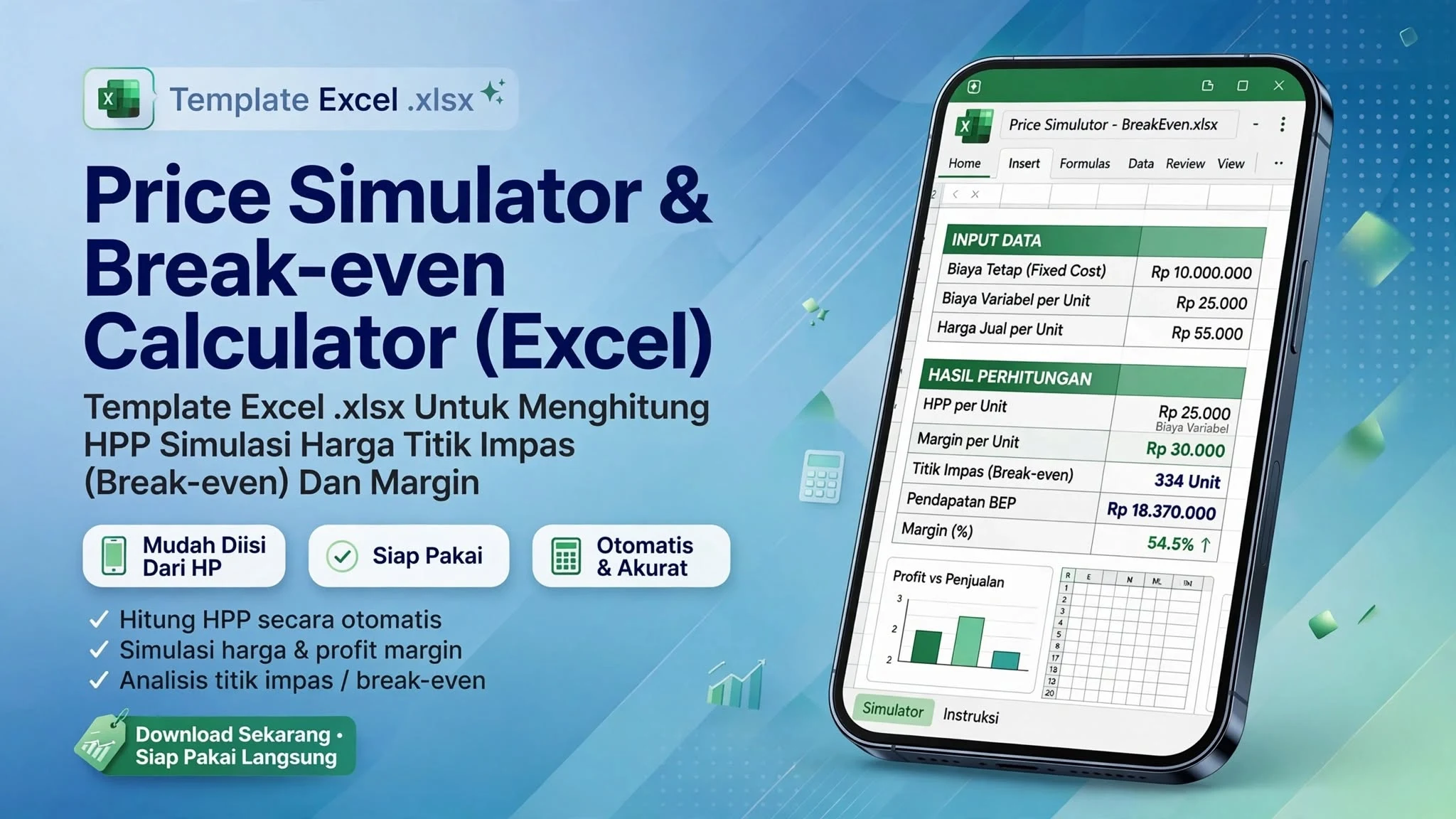 Price Simulator & Break-even Calculator (Excel)
