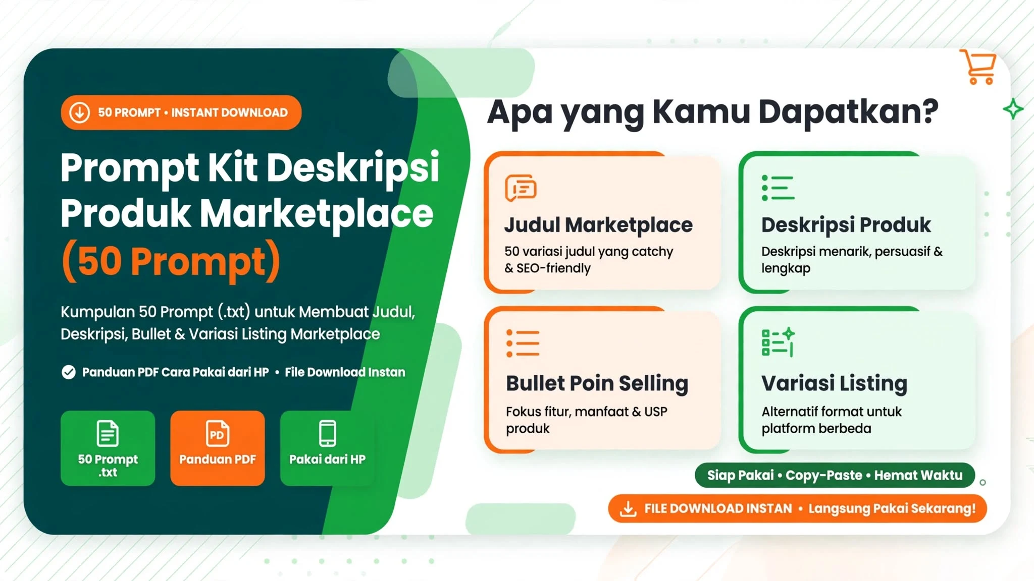 Prompt Kit Deskripsi Produk Marketplace (50 Prompt)