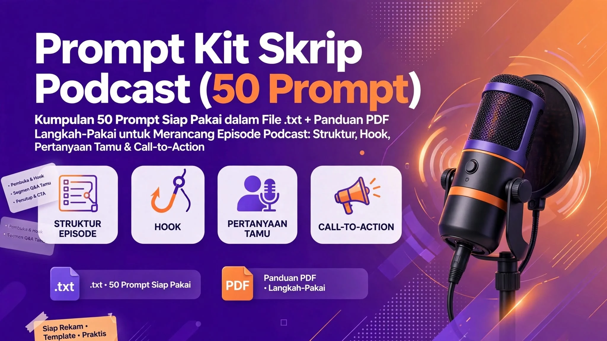 Prompt Kit Skrip Podcast (50 Prompt)