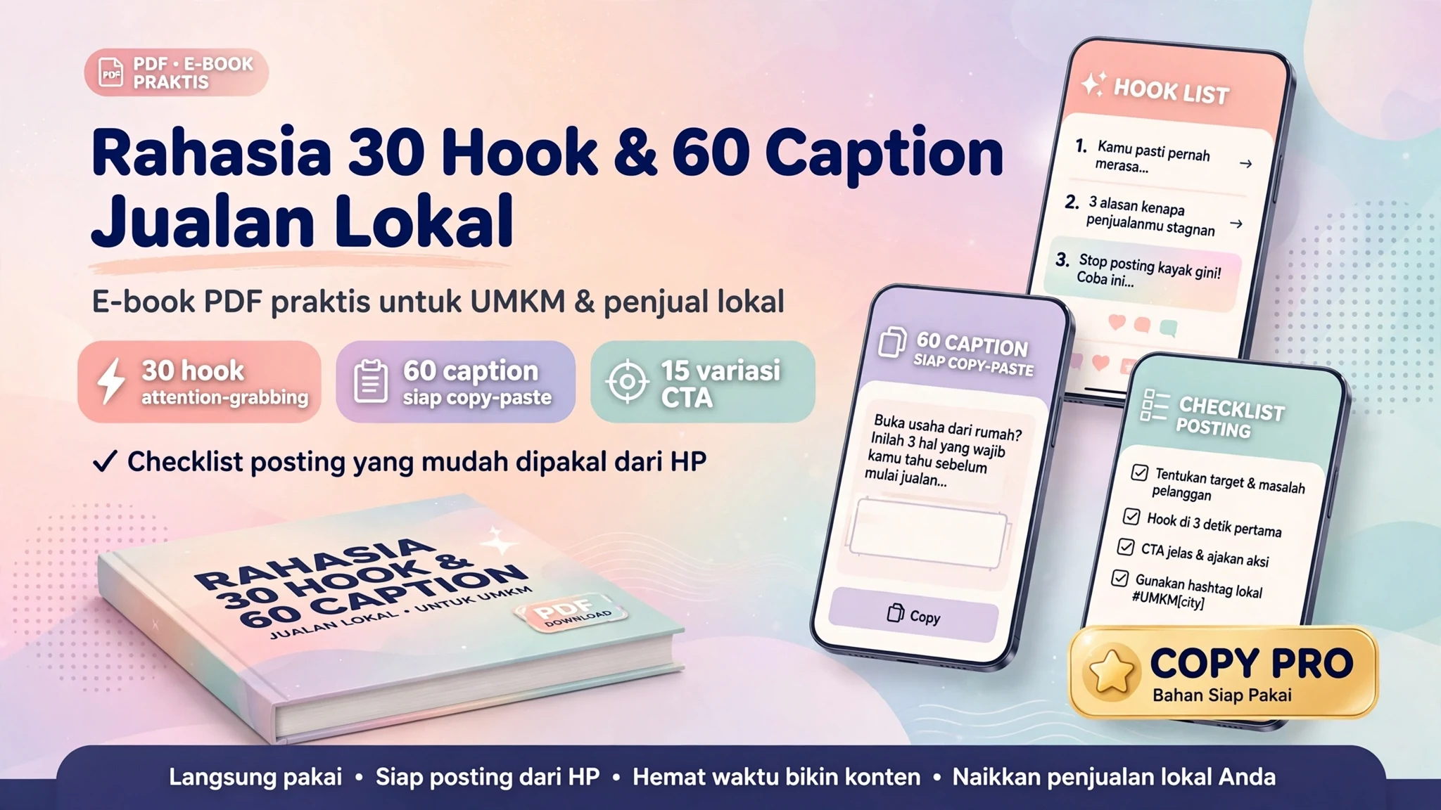 Rahasia 30 Hook & 60 Caption Jualan Lokal