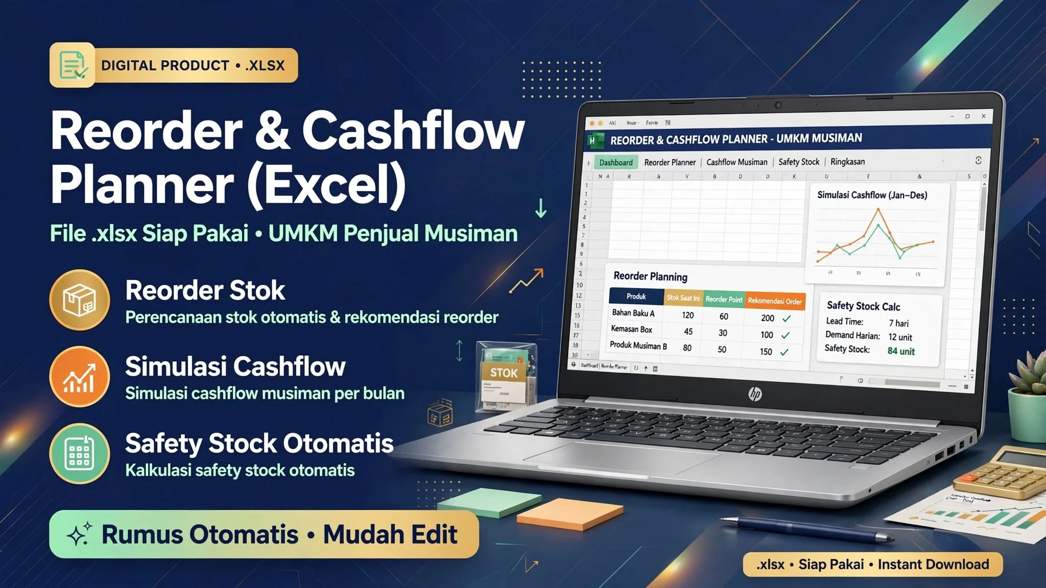 Reorder & Cashflow Planner (Excel)