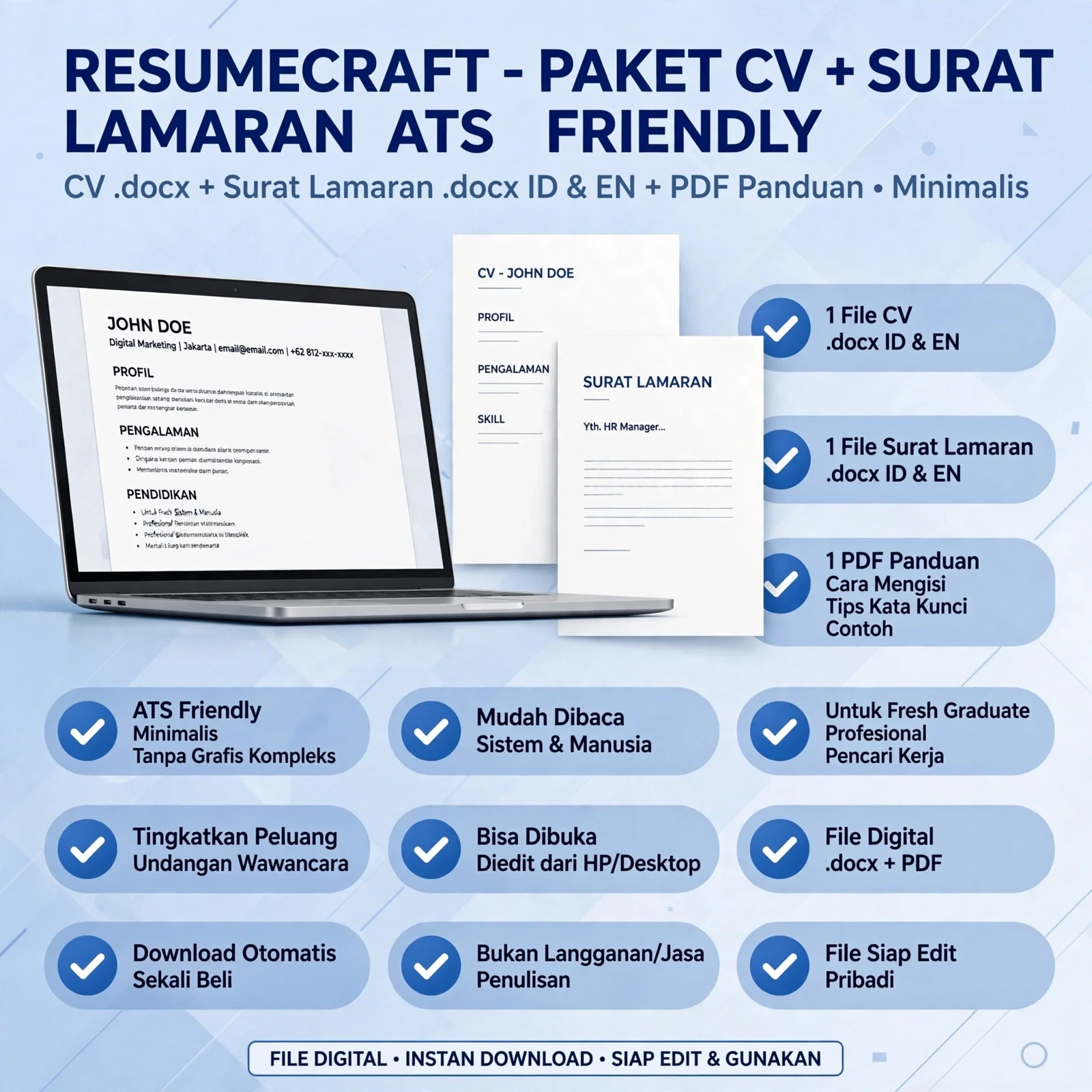 ResumeCraft ATS Friendly Bahasa Indonesia & Inggris