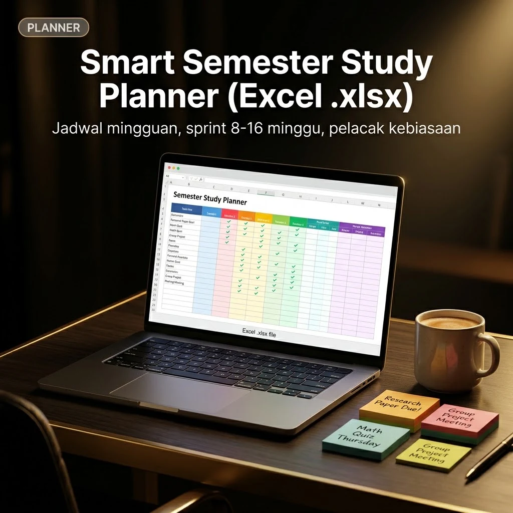 Smart Semester Study Planner (Excel .xlsx)