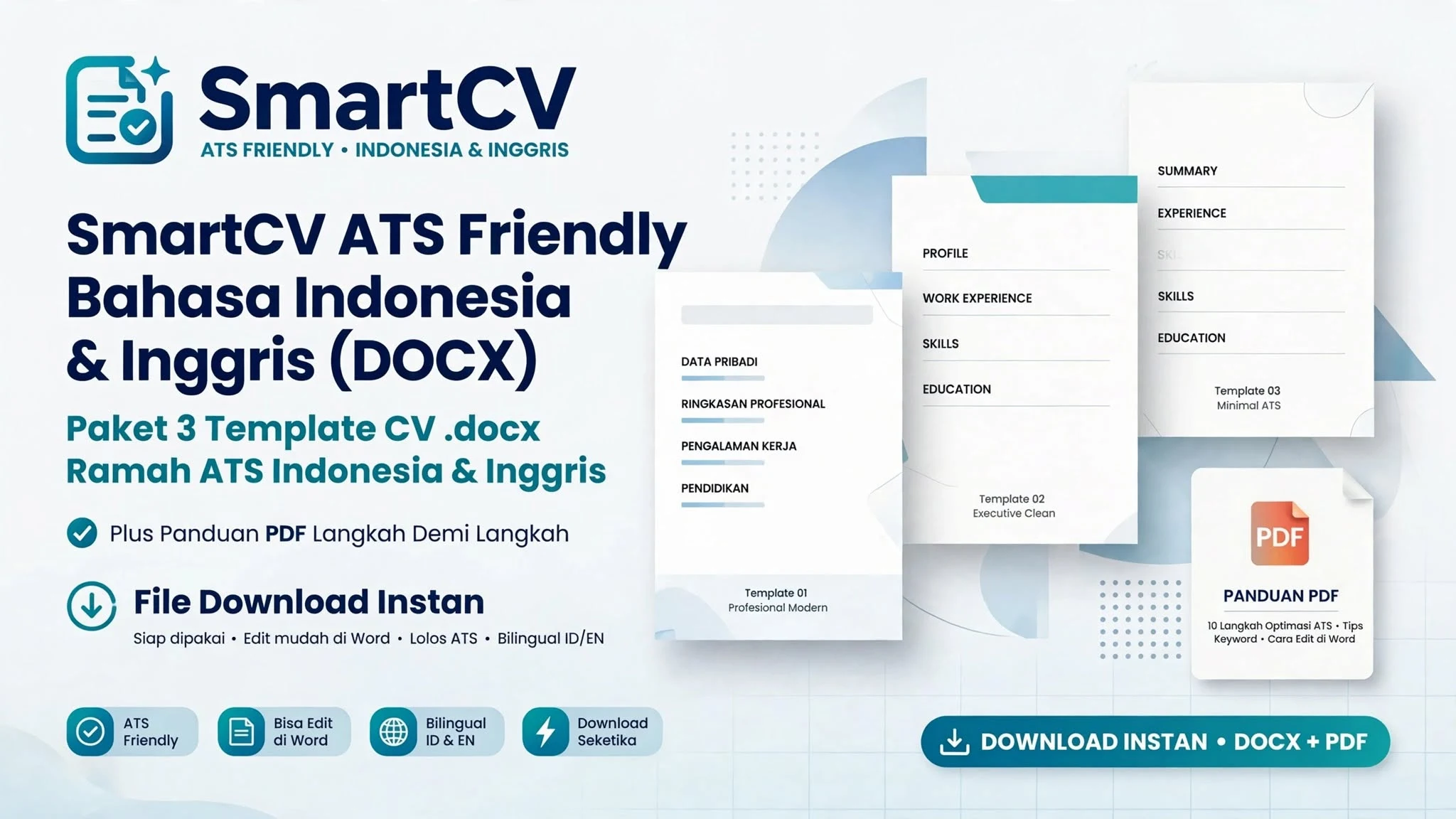 SmartCV ATS Friendly Bahasa Indonesia & Inggris (DOCX)