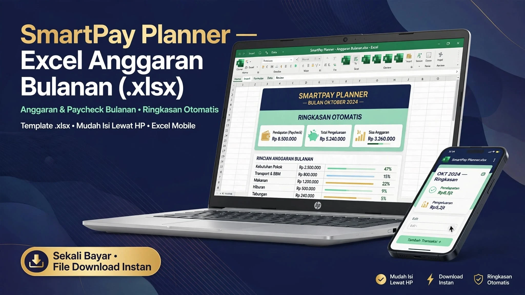 SmartPay Planner — Excel Anggaran Bulanan (.xlsx)