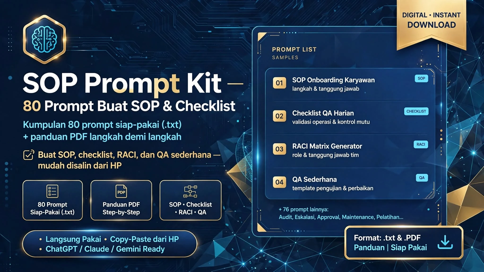 SOP Prompt Kit — 80 Prompt Buat SOP & Checklist
