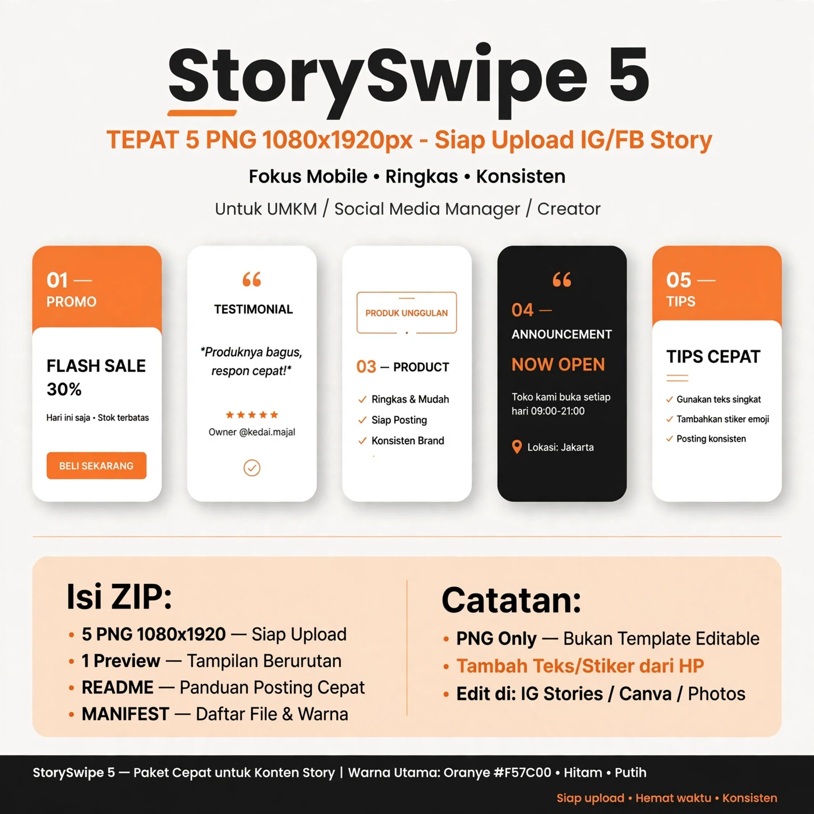 StorySwipe 5 — 5 PNG Story Siap Unggah