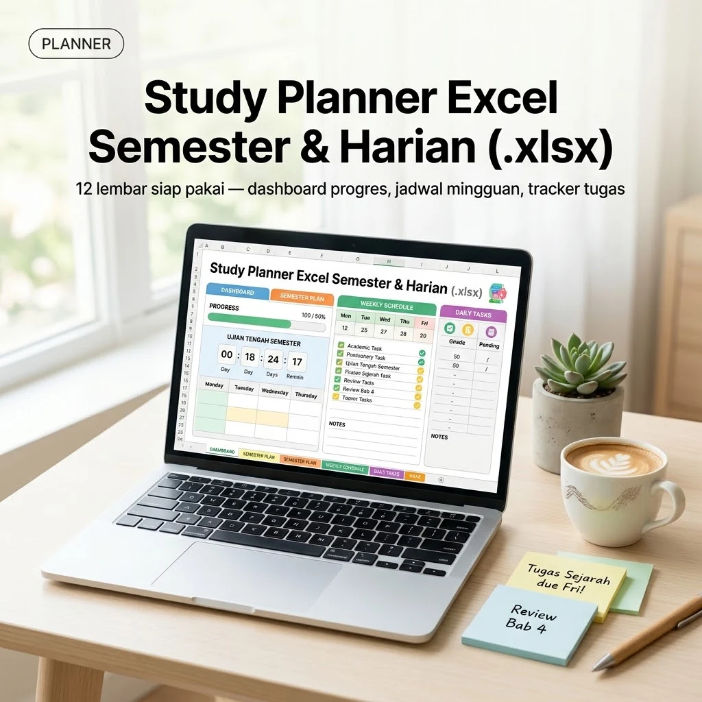 Study Planner Excel Semester & Harian (.xlsx)