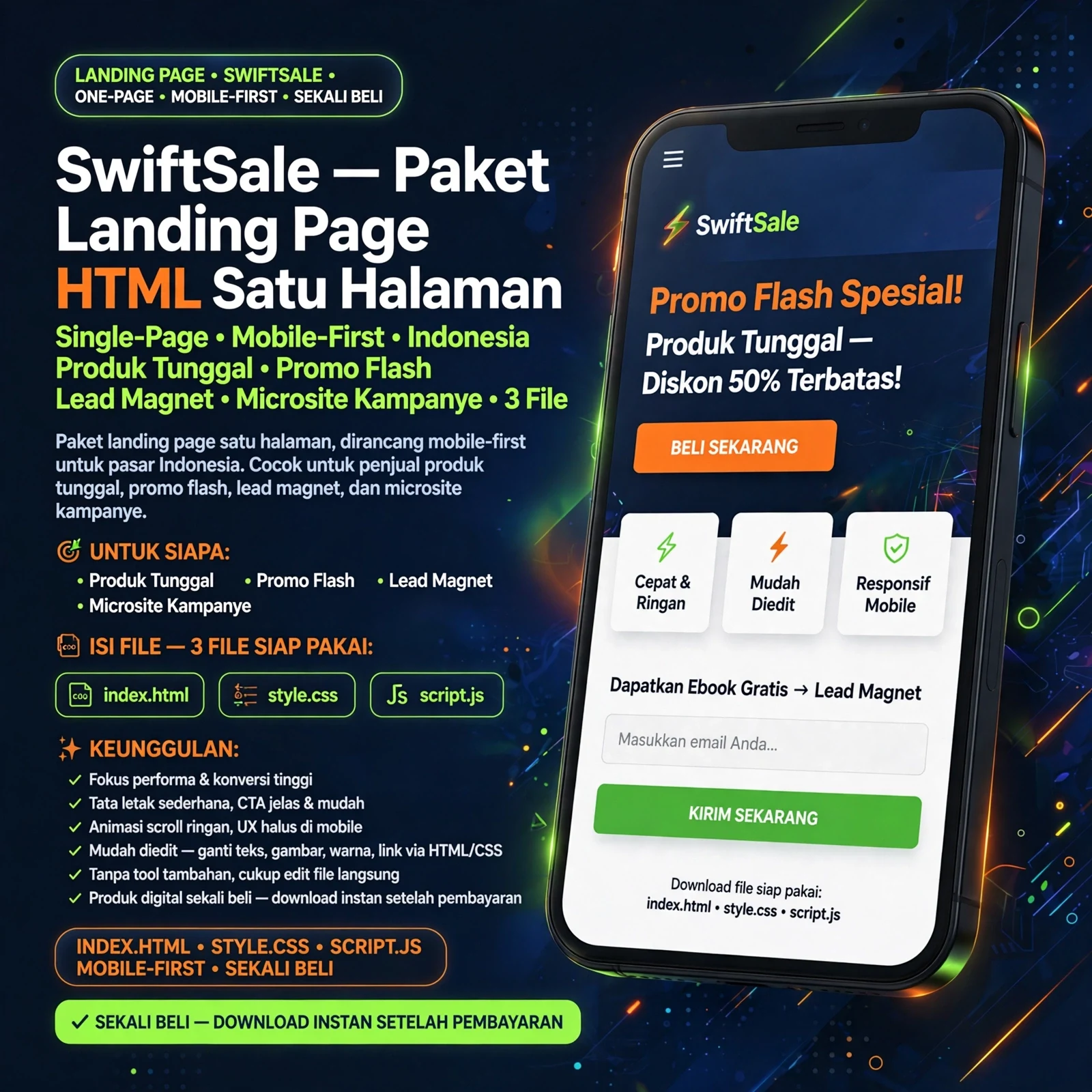 SwiftSale — Landing Page HTML Mobile-First