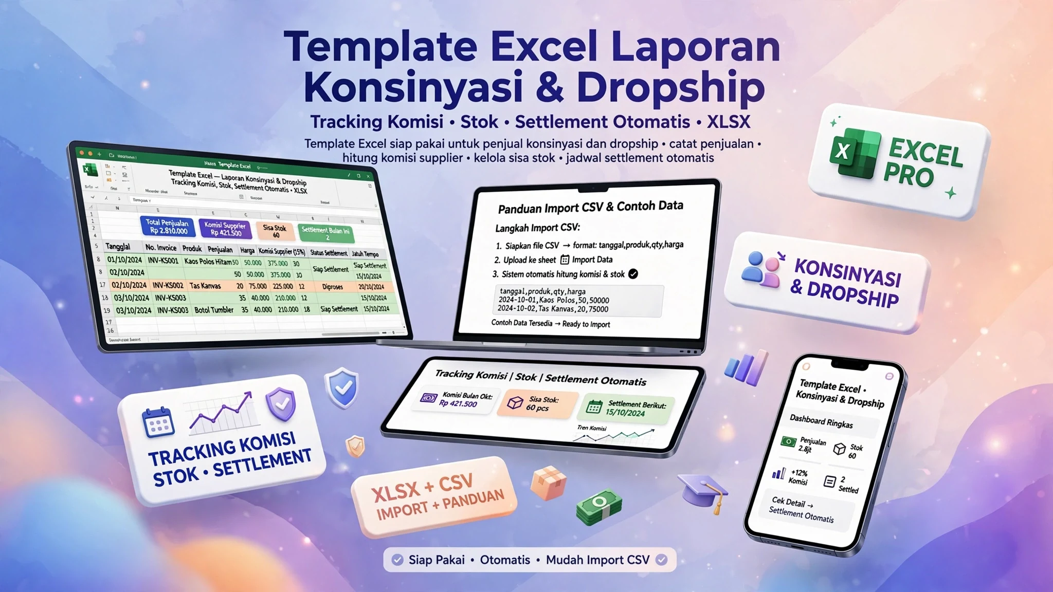 Template Excel Laporan Konsinyasi & Dropship