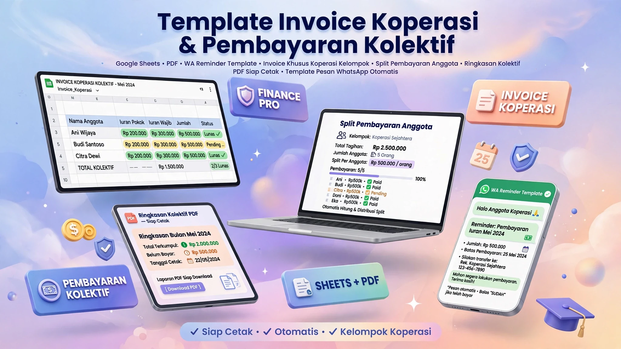 Template Invoice Koperasi & Pembayaran Kolektif