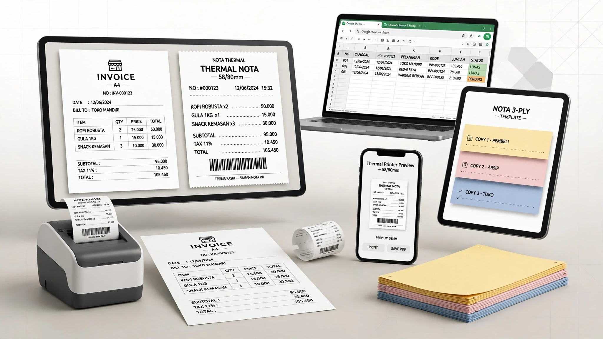 Template Invoice Retail & Nota Thermal (58/80mm)