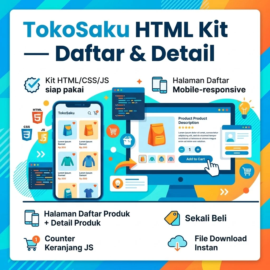 TokoSaku HTML Kit — Daftar & Detail