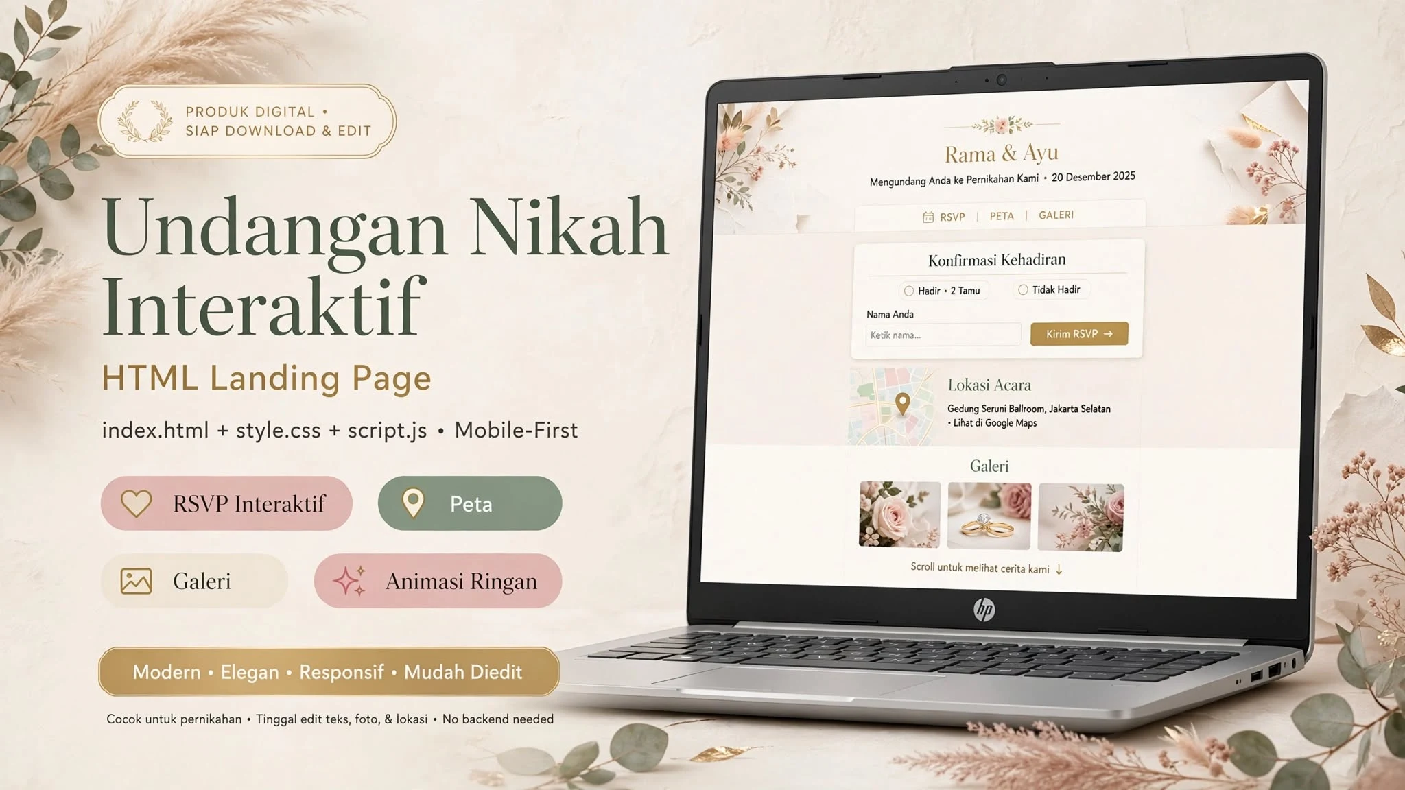 Undangan Nikah Interaktif (HTML Landing Page)
