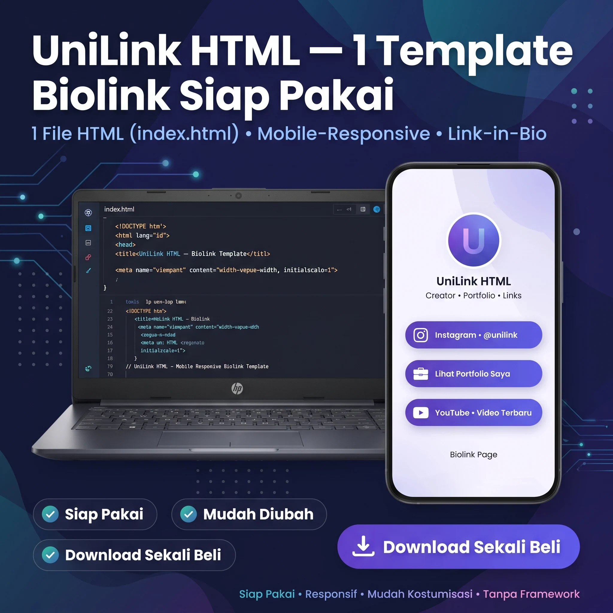 UniLink HTML — 1 Template Biolink Siap Pakai - foto 1