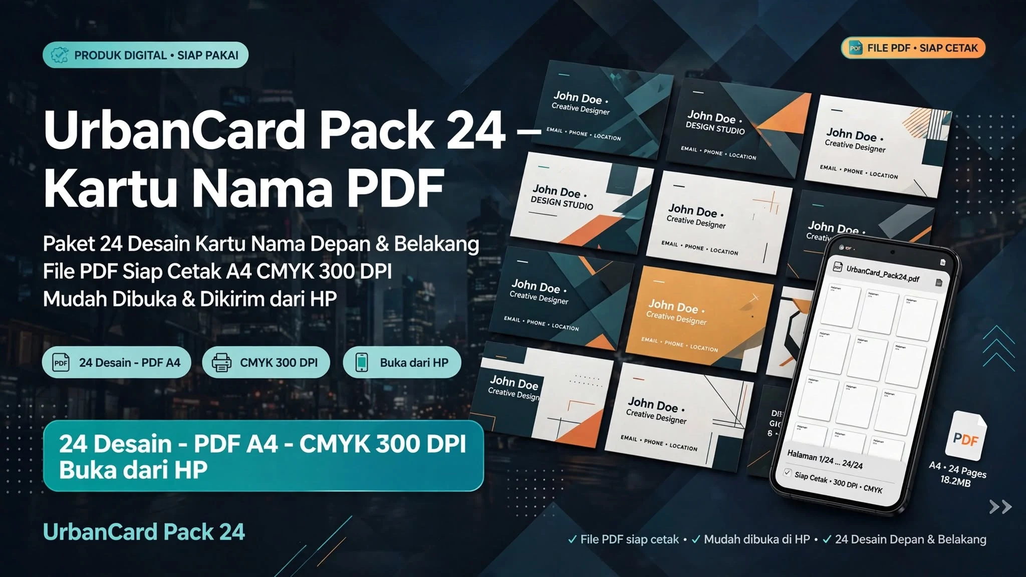 UrbanCard Pack 24 — Kartu Nama PDF