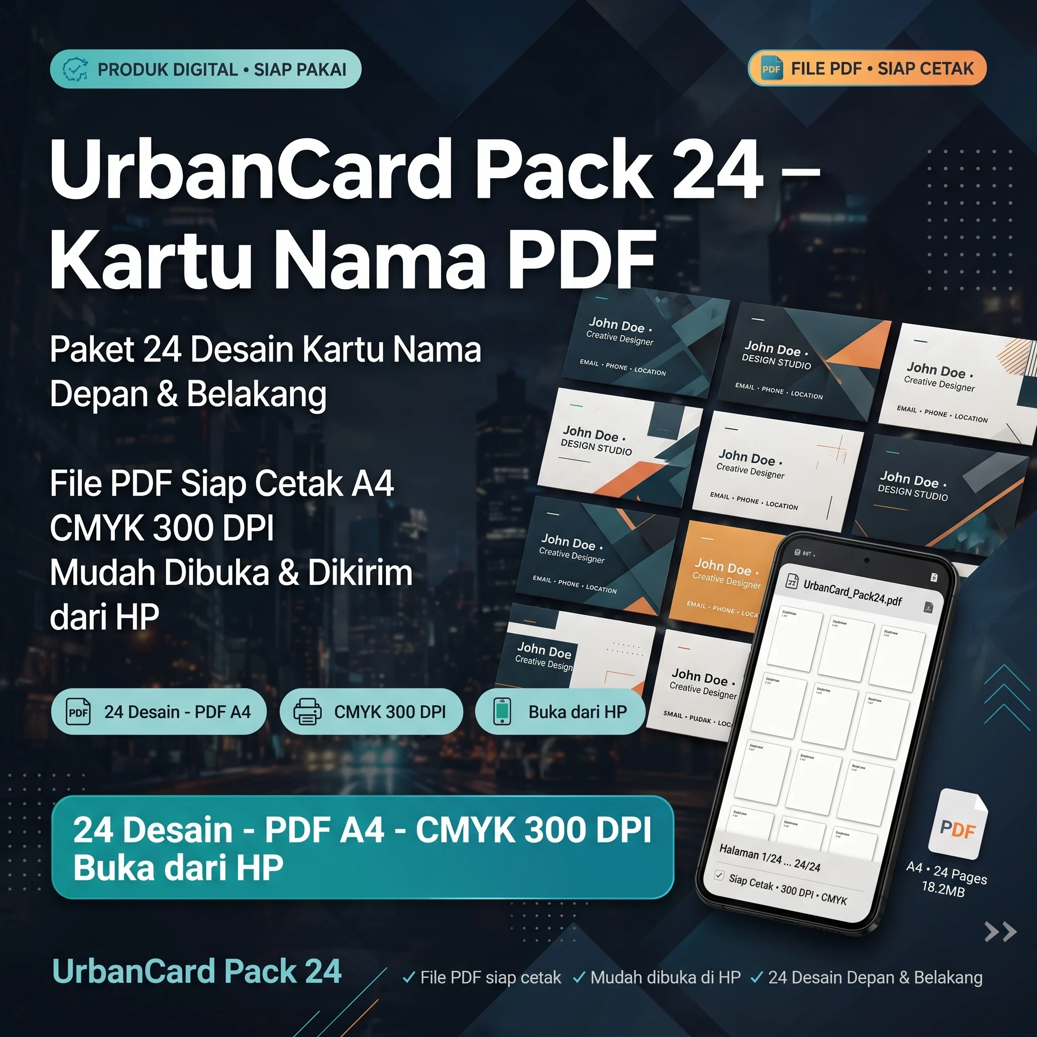 UrbanCard Pack 24 — Kartu Nama PDF - foto 1
