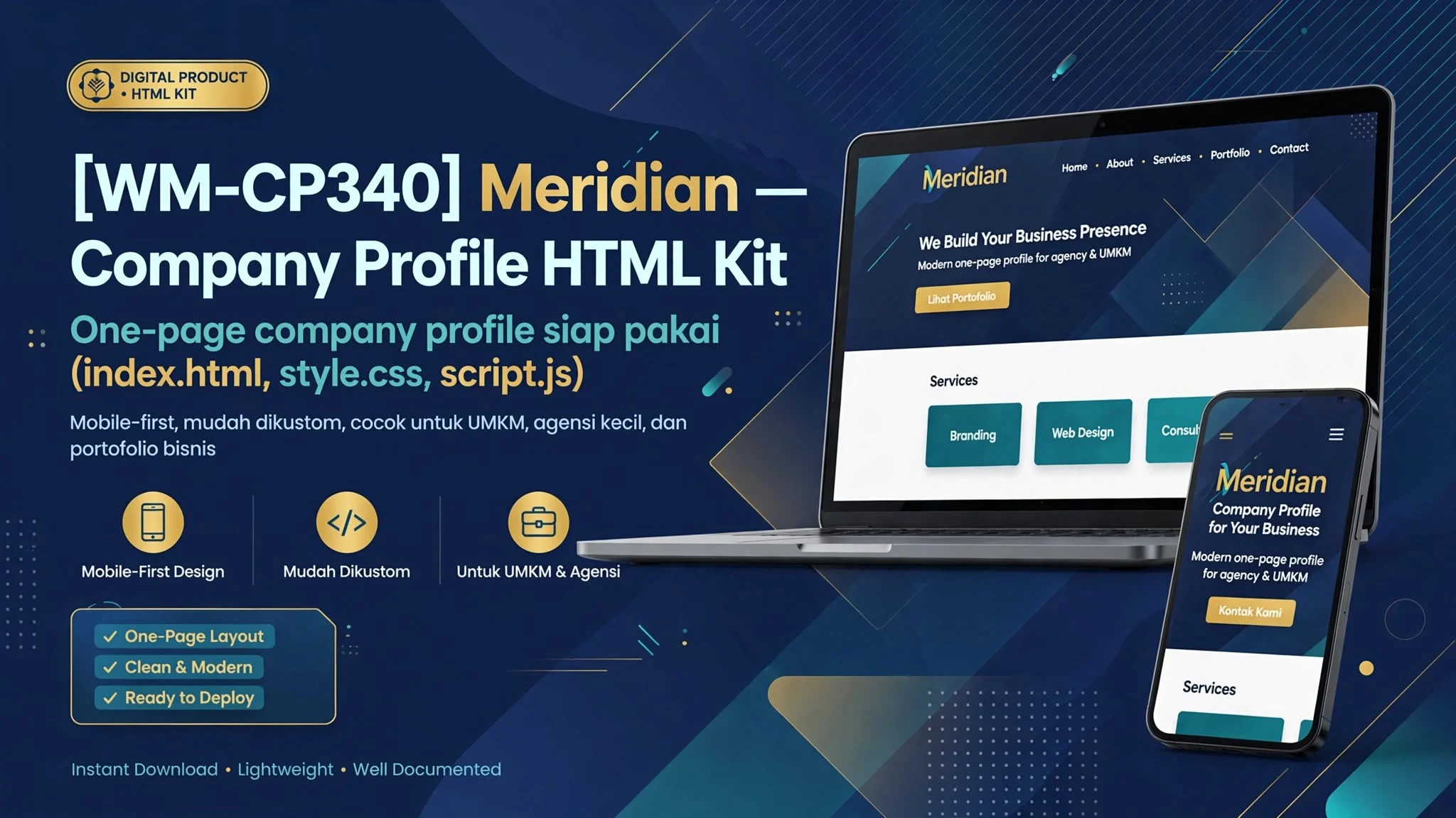[WM-CP340] Meridian — Company Profile HTML Kit