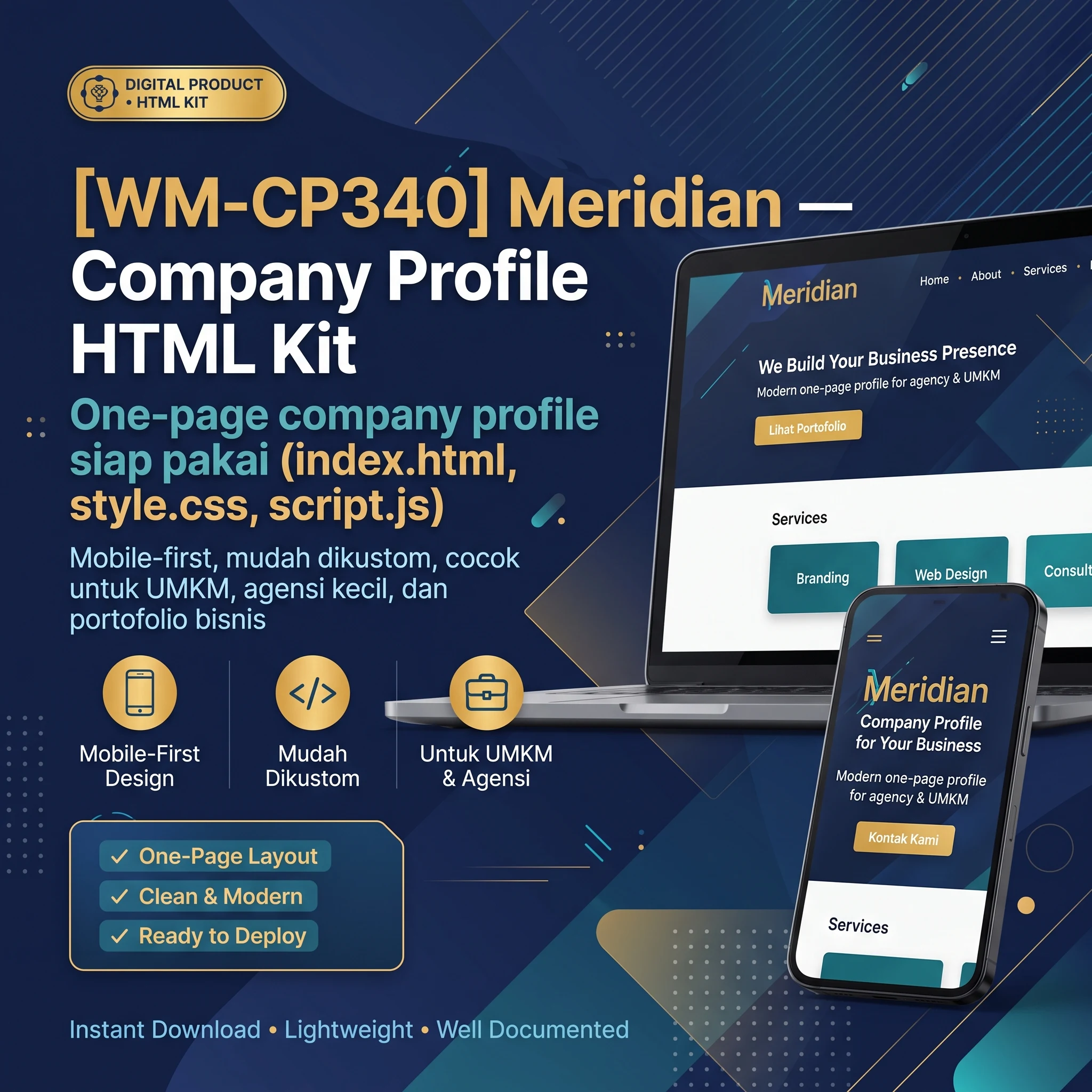 [WM-CP340] Meridian — Company Profile HTML Kit