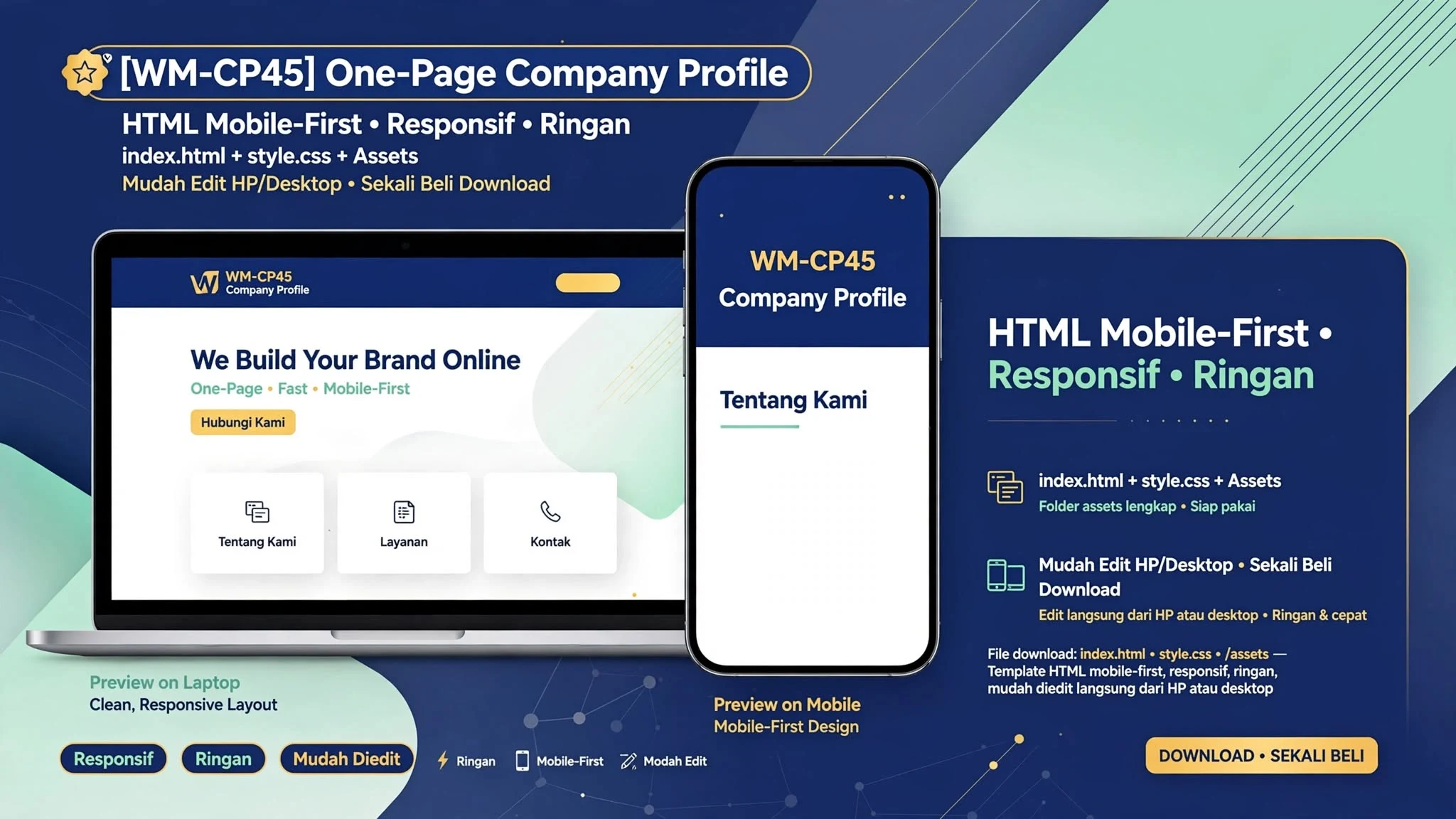 [WM-CP45] One-Page Company Profile (HTML Mobile‑First)