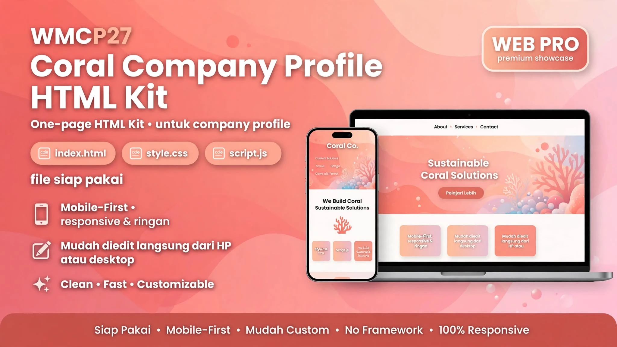 [WMCP27] Coral Company Profile HTML Kit