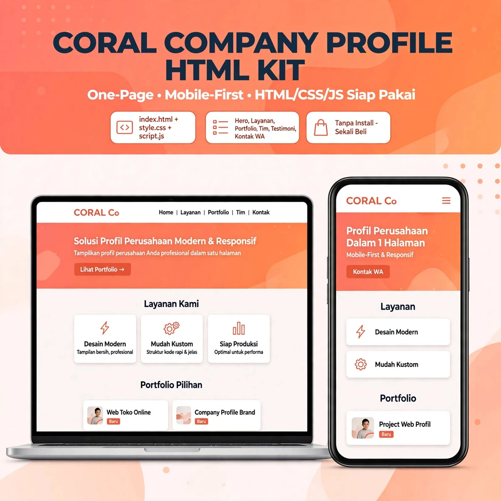 [WMCP27] Coral Company Profile HTML Kit